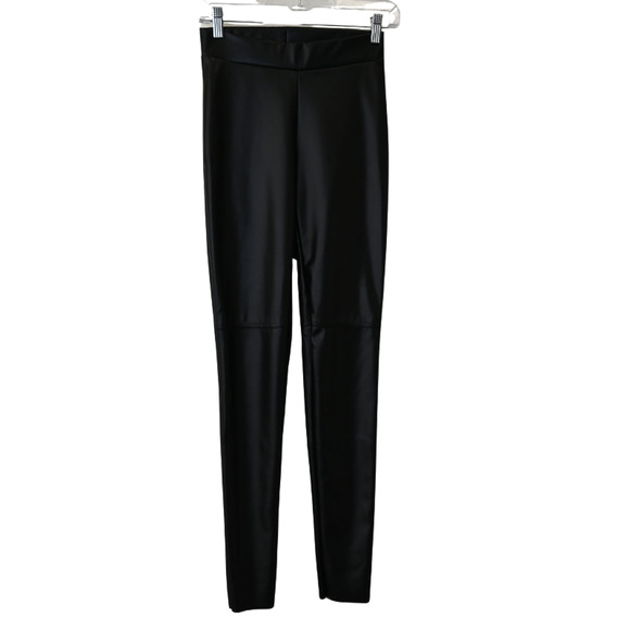 Wolford Moto Leggings Size 36 US 6 Black Leather Stretch High Waist Biker
